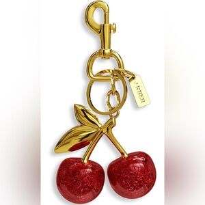 Red Cherry Gold Keychain Charm Bags Pouches Keys Large Clasp 2.5” Comes/Box NWT